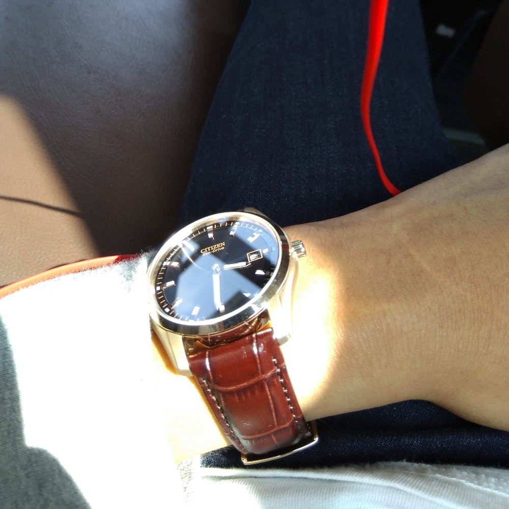 Citizen Eco-Drive watch with brown, alligator band - Picture 1 of 8
